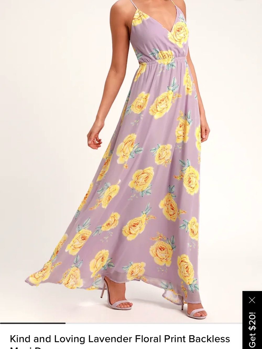 Lulu's Lavender Maxi Dress with Yellow Floral Print